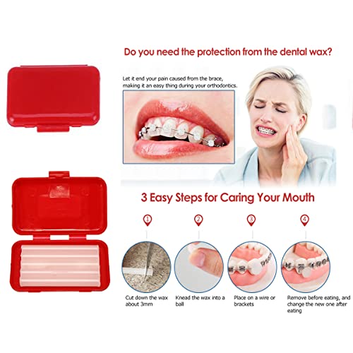 Ceonam Red Orthodontic & Dental Braces Cleaning Travel Kit with Floss & Mirror