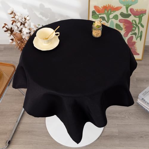 36x36 Inch Solid Black Tablecloth - Wrinkle Resistant Polyester Cover for Parties & Weddings