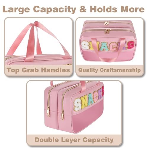 Snack Bags for Travel Varsity Letter Pouch Clear Toiletry Bag Snacks
