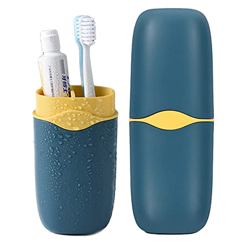 Blue Travel Toothbrush Case 3-in-1 Portable Organizer for Toothbrush, Toothpaste & Comb