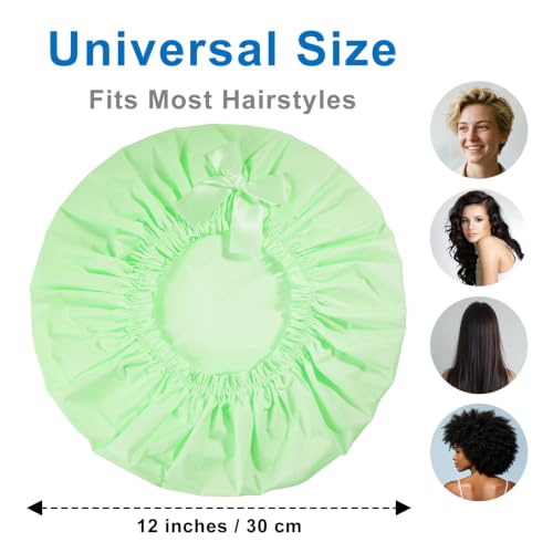 Large Waterproof Shower Cap Set for Women - 4 Reusable Hair Caps