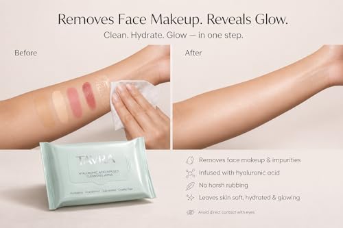 Makeup Remover Wipes with Hyaluronic Acid & Aloe, Gentle Face Cleansing Towelettes, 25 Count