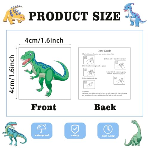 104 PCS Dinosaur Temporary Tattoos for Kids - Waterproof & Easy Apply