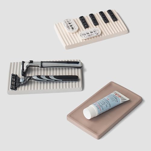 NICITY Beige Diatomite Razor & Soap Holder - Water Absorption Fast Dry Bathroom Accessory