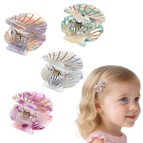 Lurrose Mini Seashell Hair Claw Clips - 4 Pack Small Beach Hair Accessories
