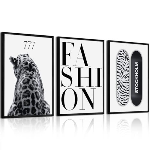 Trendy Leopard Wall Art Prints Set of 3 - 12x16 Inches Unframed