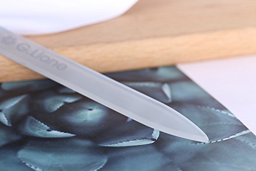 G.Liane Silver Celtic Glass Nail File with Austria Crystals - Professional Manicure Set, Eco-Friendly & Washable