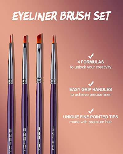 EIGSHOW Purple Eyeliner Brush Set - Fine Precision Eye & Brow Makeup Tools
