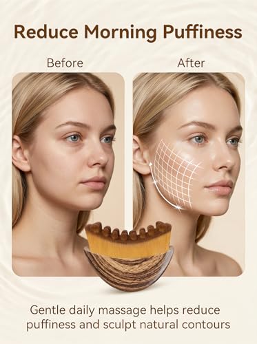 Light Brown Lymphatic Contour Face Brush - Soft Bristle Massager for Sculpting & Reducing Puffiness