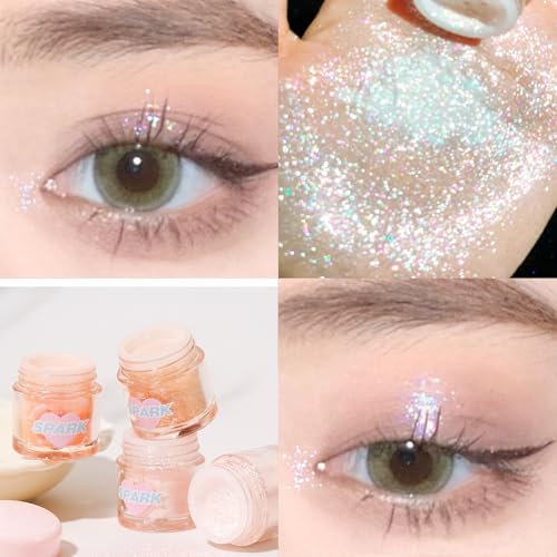 Okerker White Glitter Eyeshadow Loose Powder - Bling Under Eye Makeup, Variation #38