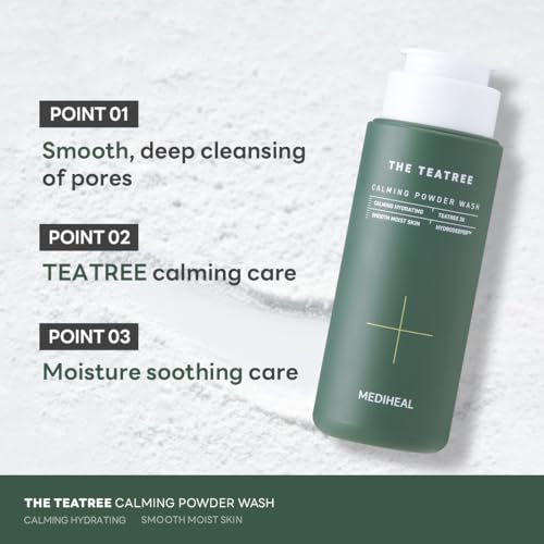 Mediheal Teatree Calming Powder Wash - Gentle Daily Facial Cleanser, 1.76 oz