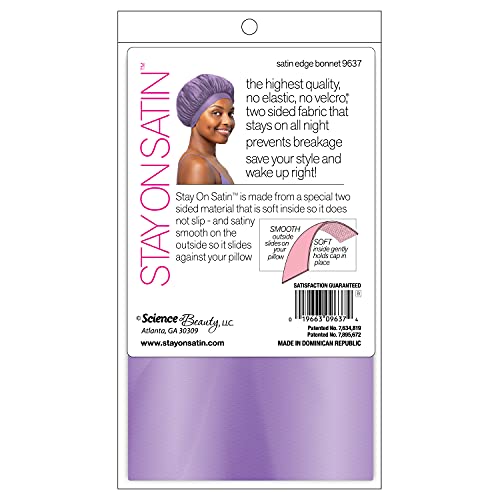 Stay On Satin Black Satin Edge Bonnet for Hair Protection