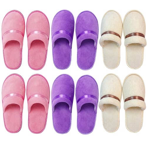 LiliGloris Reusable Spa Slippers for Guests - Closed-Toe Jacquard Fleece