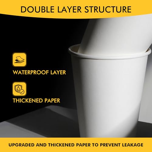 RACETOP 12 oz Disposable Coffee Cups with Lids - 50 Pack, Leak-proof & Eco-Friendly
