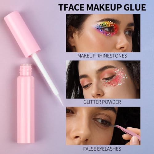YGDZ Face Rhinestones Kit with Makeup Glue - 12 Colors & 3 Sizes
