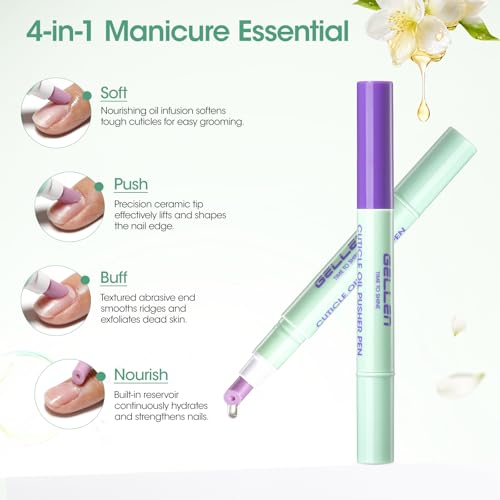 GELLEN Jasmine 4-in-1 Nail Cuticle Pen with Nourishing Oil & Ceramic Tip
