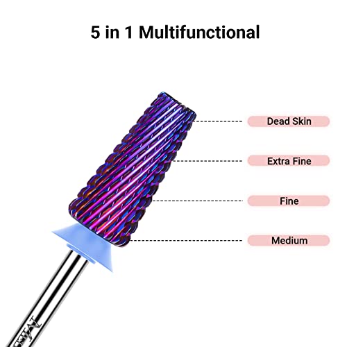 MelodySusie Medium 5-in-1 Nail Drill Bits - Purple Cross Cut
