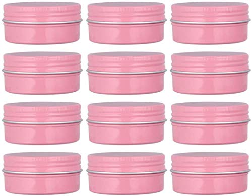 Healthcom 12 Pack 2 Oz Pink Aluminum Travel Storage Tins