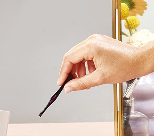 Beter Stainless Steel Eyebrow Tweezers with Straight Tip - Black
