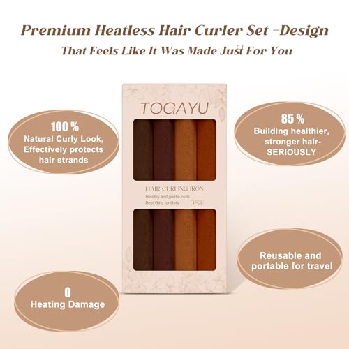 Heatless Curling Set for Overnight Hair Styling - 4 Multi-Tonal Velvet Rollers