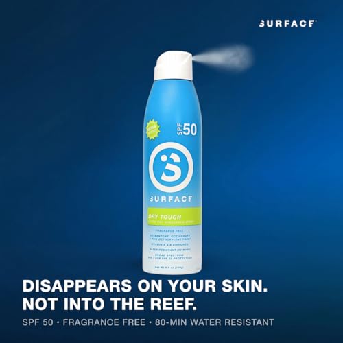 Surface SPF 50 Sunscreen Spray for Body, Unscented, 6oz - Water Resistant & Reef Friendly