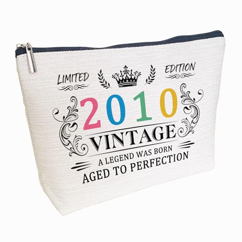 AliCarr 2010Y Vintage 16th Birthday Makeup Bag for Women & Girls, Travel Toiletry Pouch Gift