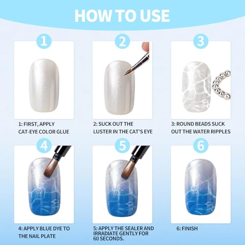 40 Pcs Cat Eye Nail Magnet Balls for Magnetic Nail Art - Strong Round Beads