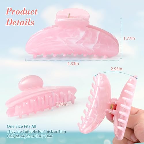 6 Pack Large Hair Claw Clips for Women - Non-Slip Durable Accessories