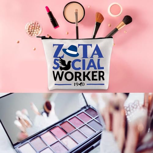 Social Worker Makeup Bag - Durable Canvas Travel Cosmetic Organizer Pouch