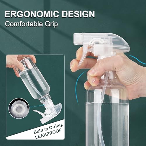 16.9oz Refillable Plastic Spray Bottle - Adjustable Mist & Stream Nozzle