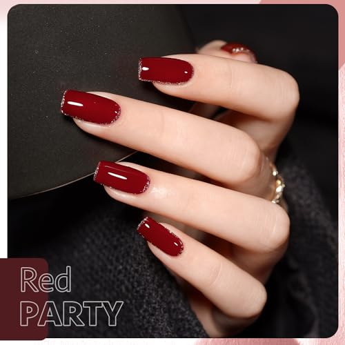 GAOY Red Gel Nail Polish Set - 8 Colors Red Burgundy Scarlet for Party & Nail Art DIY, Red Party Variant