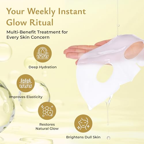 Hydrating Collagen Face Mask - 4-Pack with Hyaluronic Acid & Amino Acids