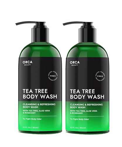 Orca Beauty Tea Tree Body Wash - 12 Fl Oz (Pack of 2) - Gentle Cleanser for All Skin Types