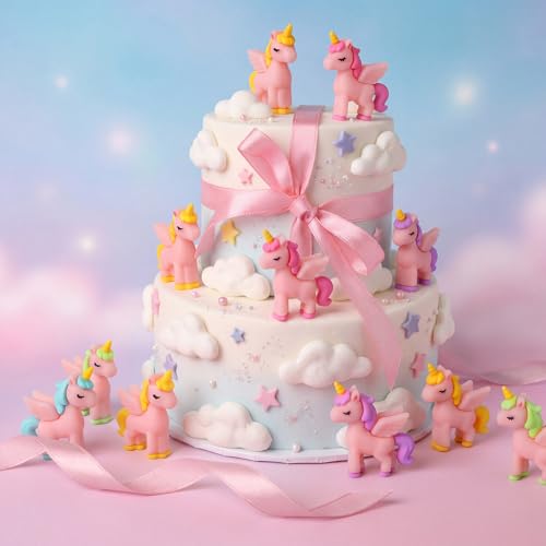 25 Mini Unicorn Figurines - Cute Cake Toppers for Parties