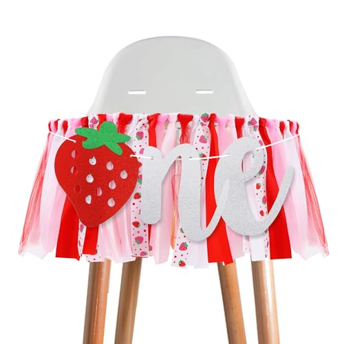Strawberry 1st Birthday High Chair Banner - ONE Party Decoration