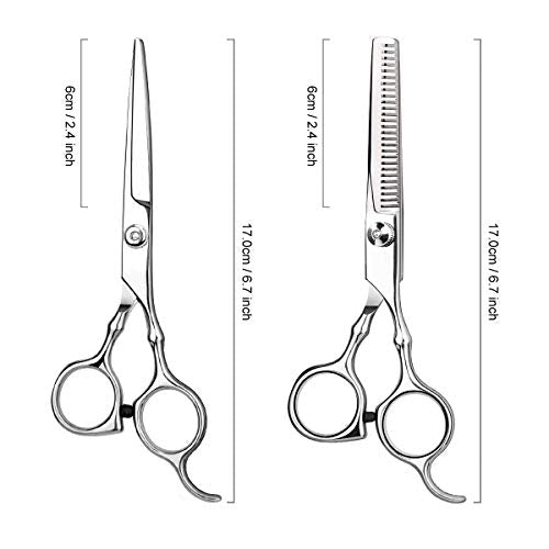 Himart Silver Hair Cutting Scissors Kit with Thinning Shears & Comb for Men & Women