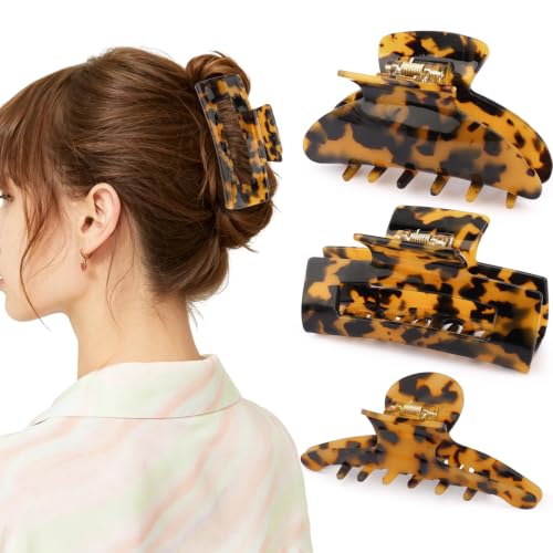 FASOTY Tortoise Shell Hair Claw Clips Set - Large Non-Slip Hair Accessories for Women