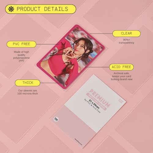 Kpop Photocard Sleeves - Clear Polypropylene Protectors (100 Pack)