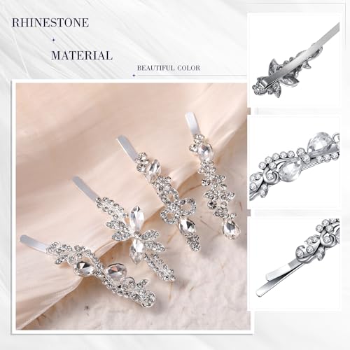 White Vintage Crystal Rhinestone Hair Pins 12 Pcs Bridal Hair Accessories for Wedding & Bride