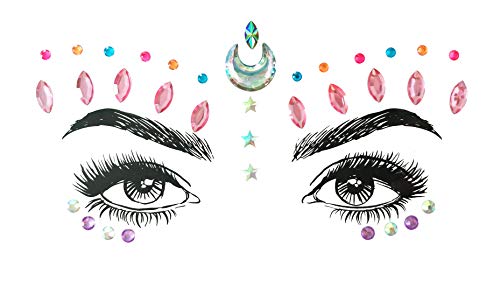 8 Pcs Mermaid Face Gems Glitter Stickers No.02 for Rave & Festivals