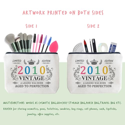 AliCarr 2010Y Vintage 16th Birthday Makeup Bag for Women & Girls, Travel Toiletry Pouch Gift