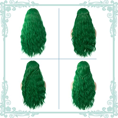 Green 27'' Curly Wig for Women - Heat-Resistant Synthetic Wig Cap Included (Variant: Green)