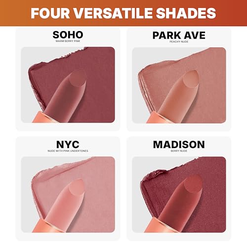 LUNA MAGIC Soho Moisturizing Nude Lipstick - Warm Berry Pink, Velvet Finish & High Pigment