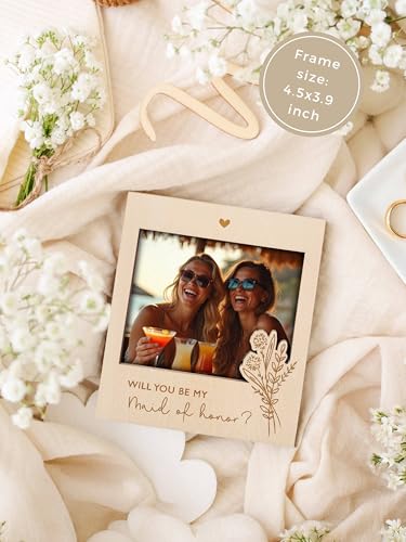 Maid of Honor Proposal Magnetic Wooden Photo Frame - 4.5 x 3.9 Inches