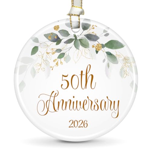 50th Wedding Anniversary Ornament - Golden Decorative Gift