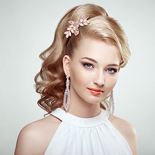 Waydress Leaf Pearl Crystal Hair Clips – Elegant Bridal Hairpins (4 Pack)