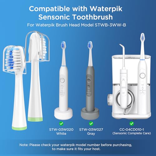Oralphi 4 Pack Toothbrush Replacement Heads with Cover for Waterpik Sensonic CC-04CD010-1 & STW-03W Series - Includes Case