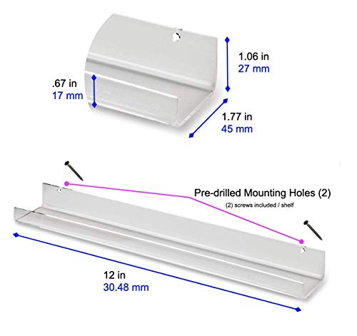 BY ALEGORY 12-Inch Clear Acrylic Wall Shelves for Makeup & Nail Polish (5 Pack)
