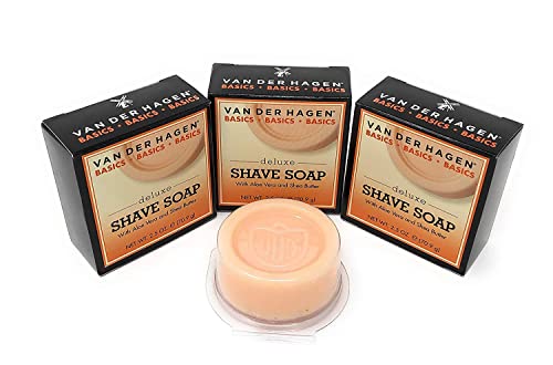 Van Der Hagen Deluxe Shaving Soap, 2.5 oz Bar - 3 Pack