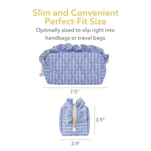 Sylune Frillie Quilted Ruffle Makeup Bag – Cute Travel Cosmetic Organizer